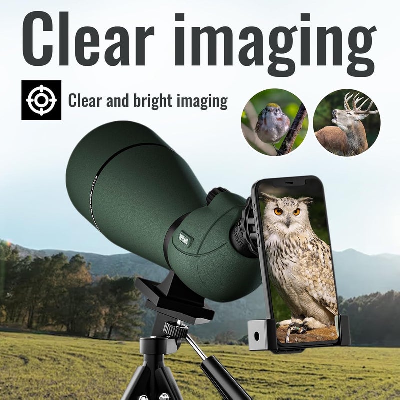 NEYLANG 20-60X80 Spotting Scope for Shooting Hunting - Spotter Scopes with Tripod Phone Adapter Waterproof HD Scope for Bird Watching Wildlife Scenery - Image 5